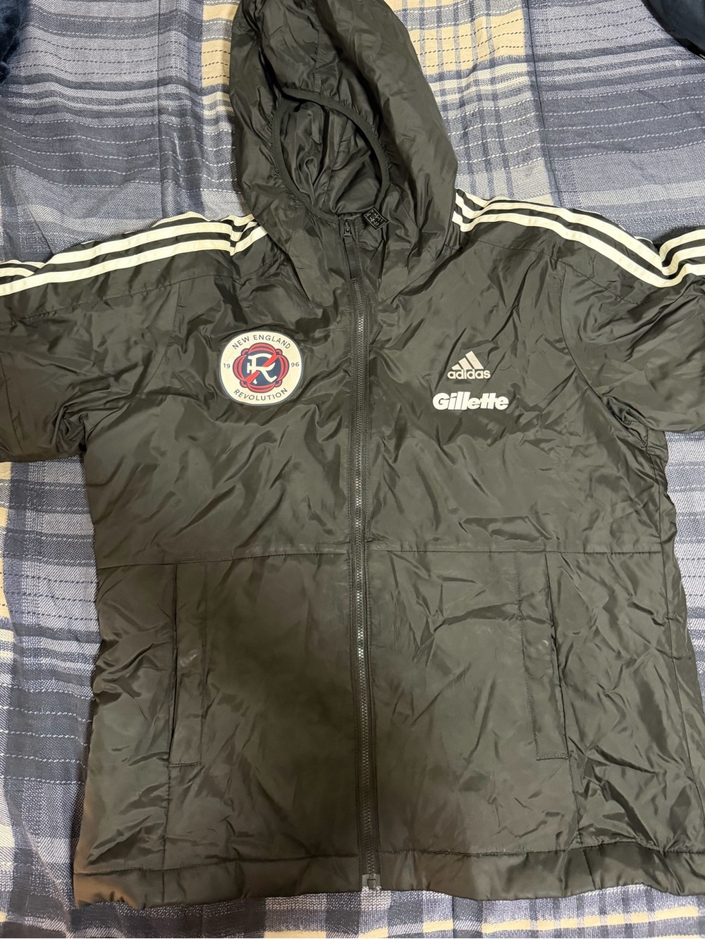 Adidas L Youth/Unisex New England Revolution Black Hooded Jacket with Team Logo